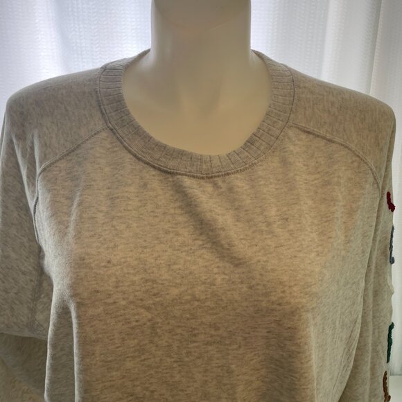 Sweatshirt 2X Gray "Joyful" Pullover Crew Top Relaxed Fit Christmas Holiday Plus - Picture 4 of 5